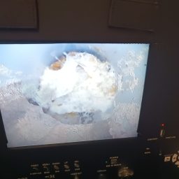 Intérieur canalisation Image de caméra d'inspection d'une canalisation bouchée par le tartre